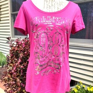 Edc XL Pink Silver Short Sleeve Scoop Neck T-Shirt!